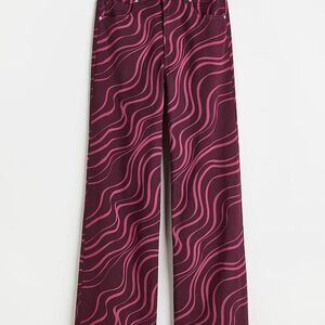 H&M Hipster Disco Wide-Leg Twill Plum Purple Pants Size 2